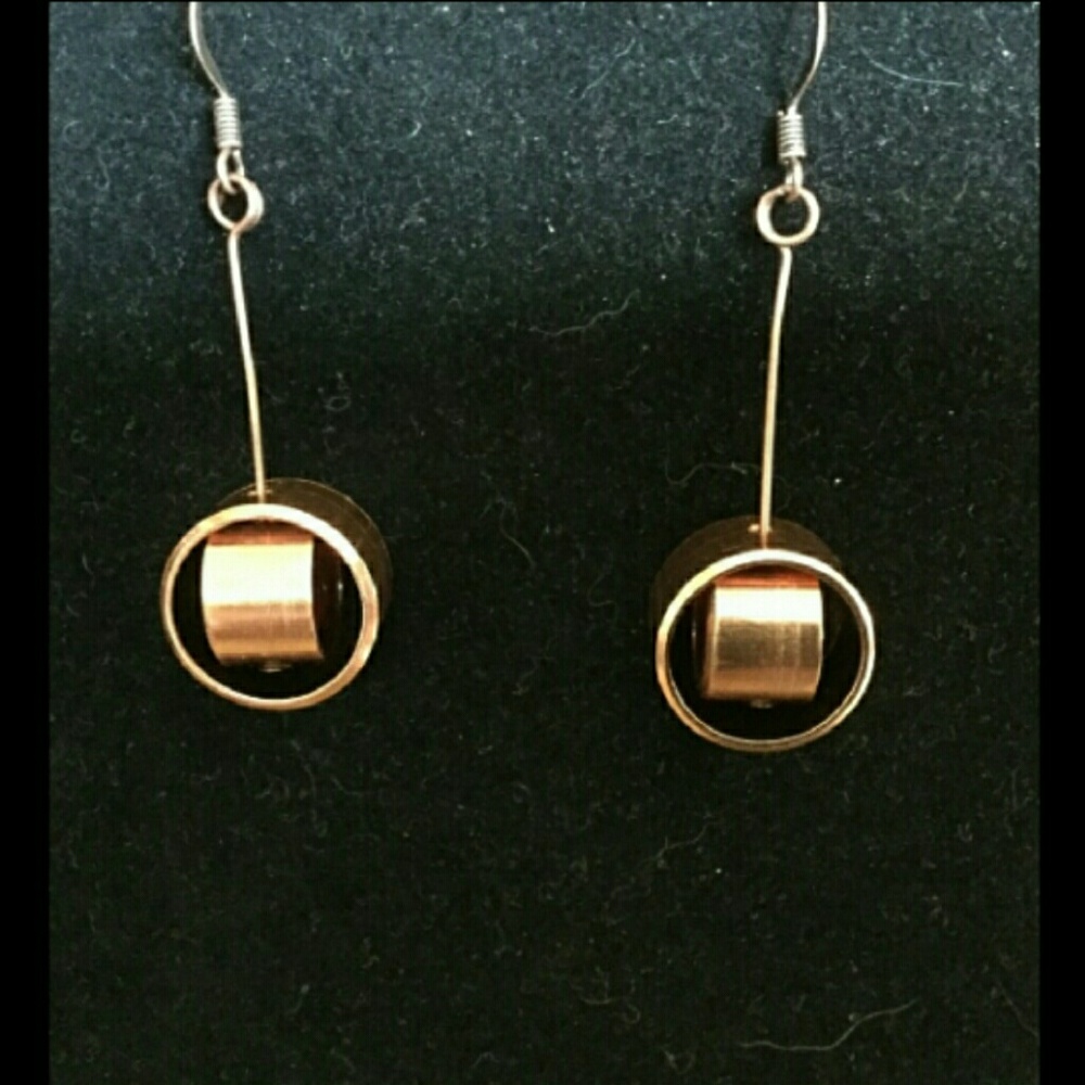 Purple tiger's eye copper dangle earrings - Picture 4 of 5